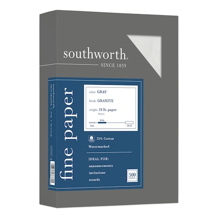 Southworth Paper, Granite, 24No, 500/Box, Gray 914C